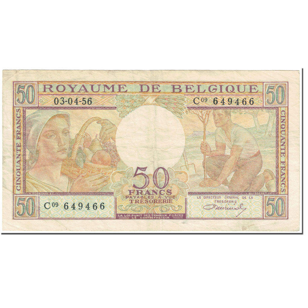 Banknote, Belgium, 50 Francs, 1956, 1956-04-03, KM:133b, VF(20-25)