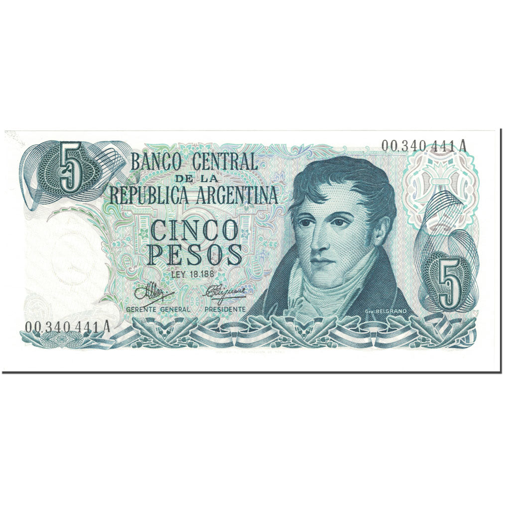 Banknote, Argentina, 5 Pesos, 1971-1973, Undated (1971-73), KM:288, UNC(65-70)