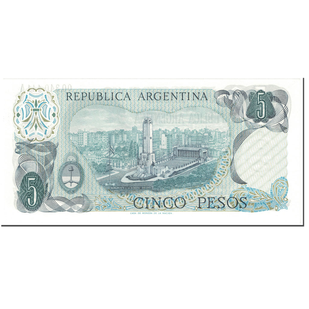 Banknote, Argentina, 5 Pesos, 1971-1973, Undated (1971-73), KM:288, UNC(65-70)
