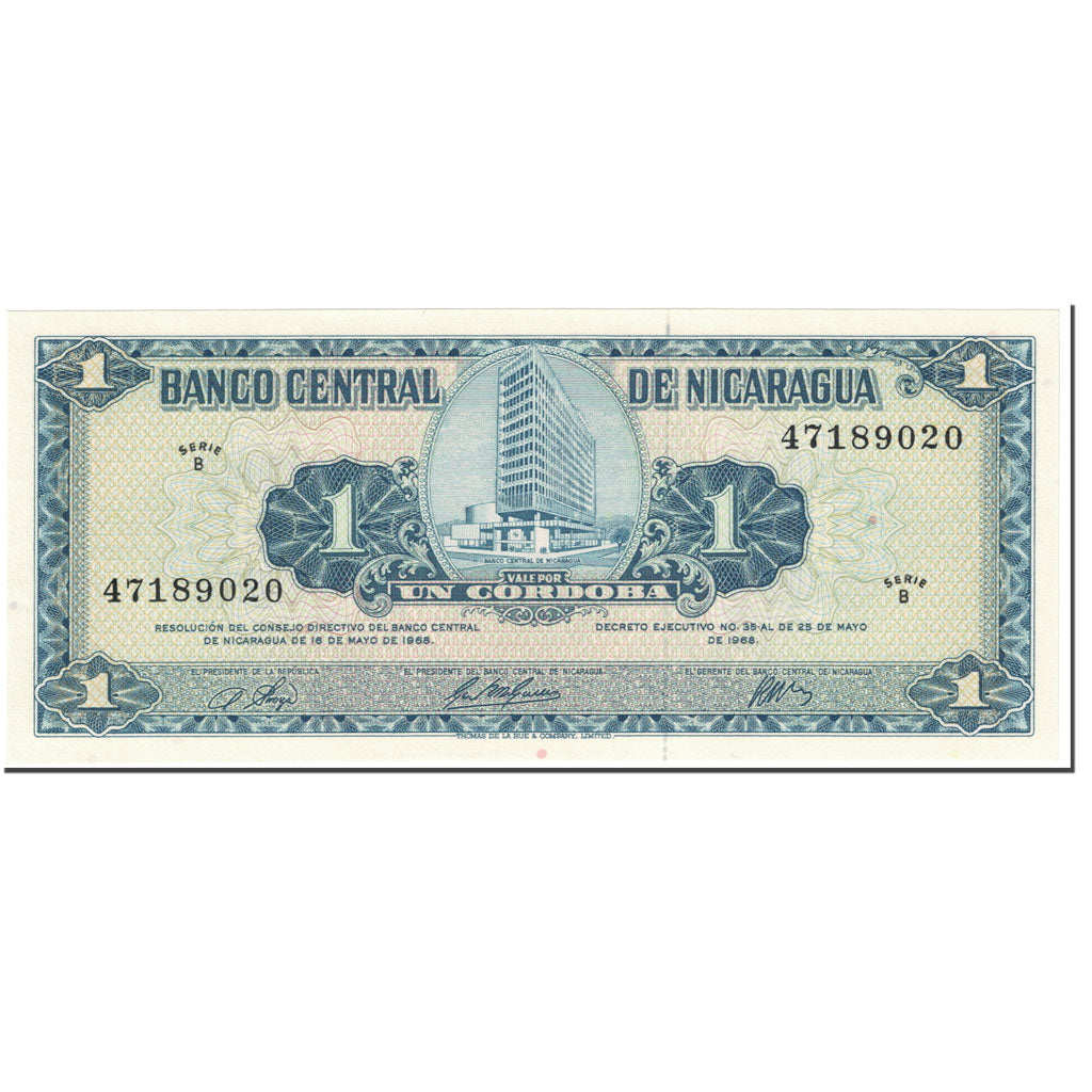Nota, Nicarágua, 1 Cordoba, 1968, undated (1968), KM:115a, UNC(65-70)