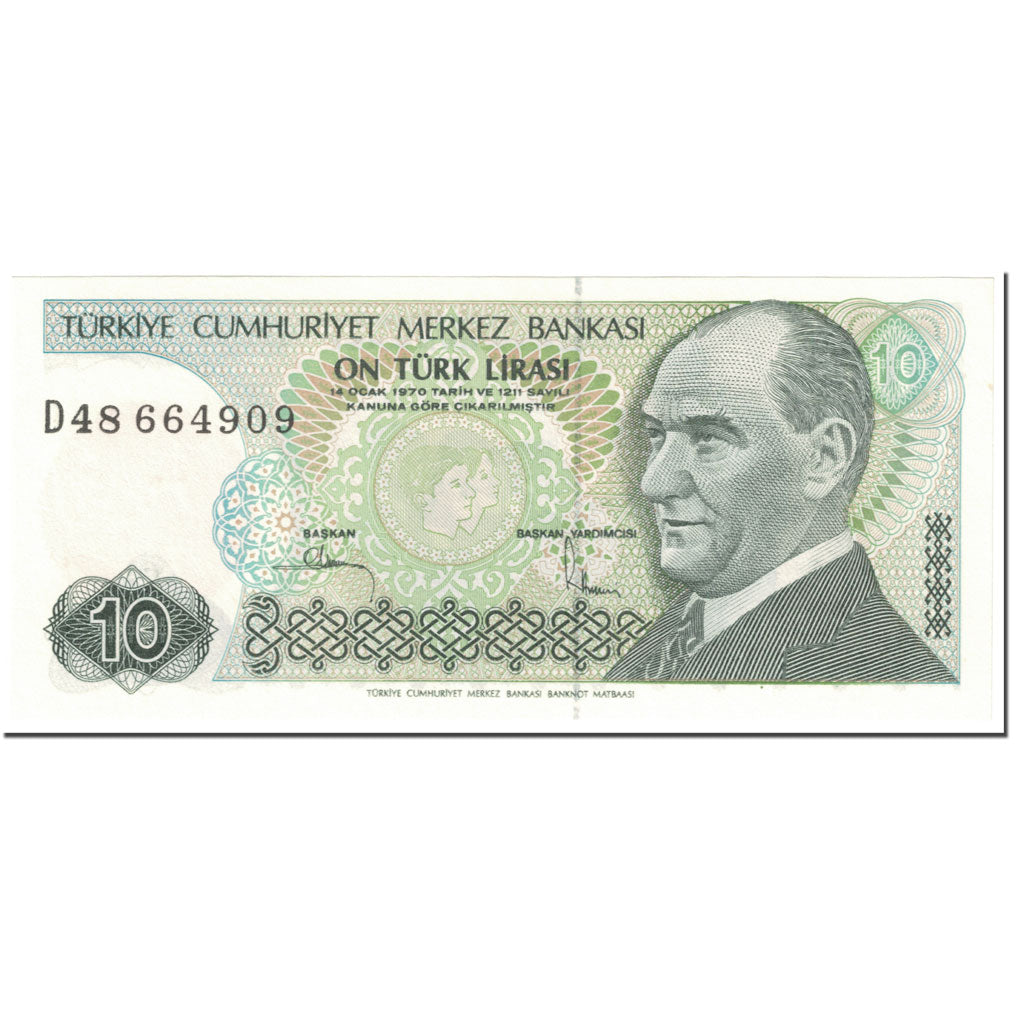 Banknote, Turkey, 10 Lira, 1982-1987, Undated 1982-87 (Old Date 14-10-1970)