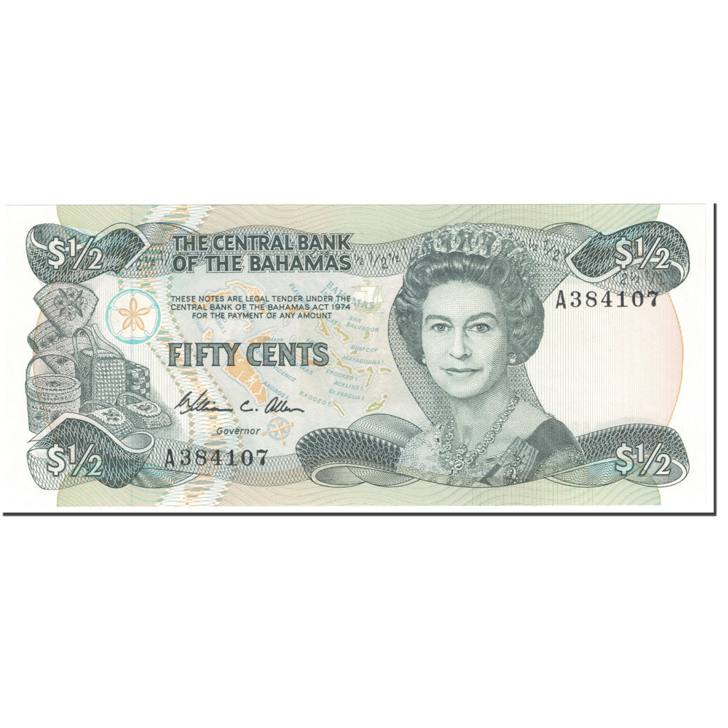 Banknote, Bahamas, 1/2 Dollar, 1984, L.1974(1984), KM:42a, UNC(65-70)
