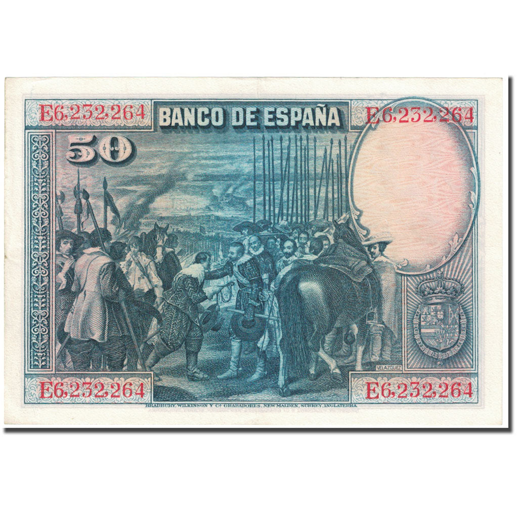 Banknote, Spain, 50 Pesetas, 1928, 1928-08-15, KM:75b, AU(50-53)