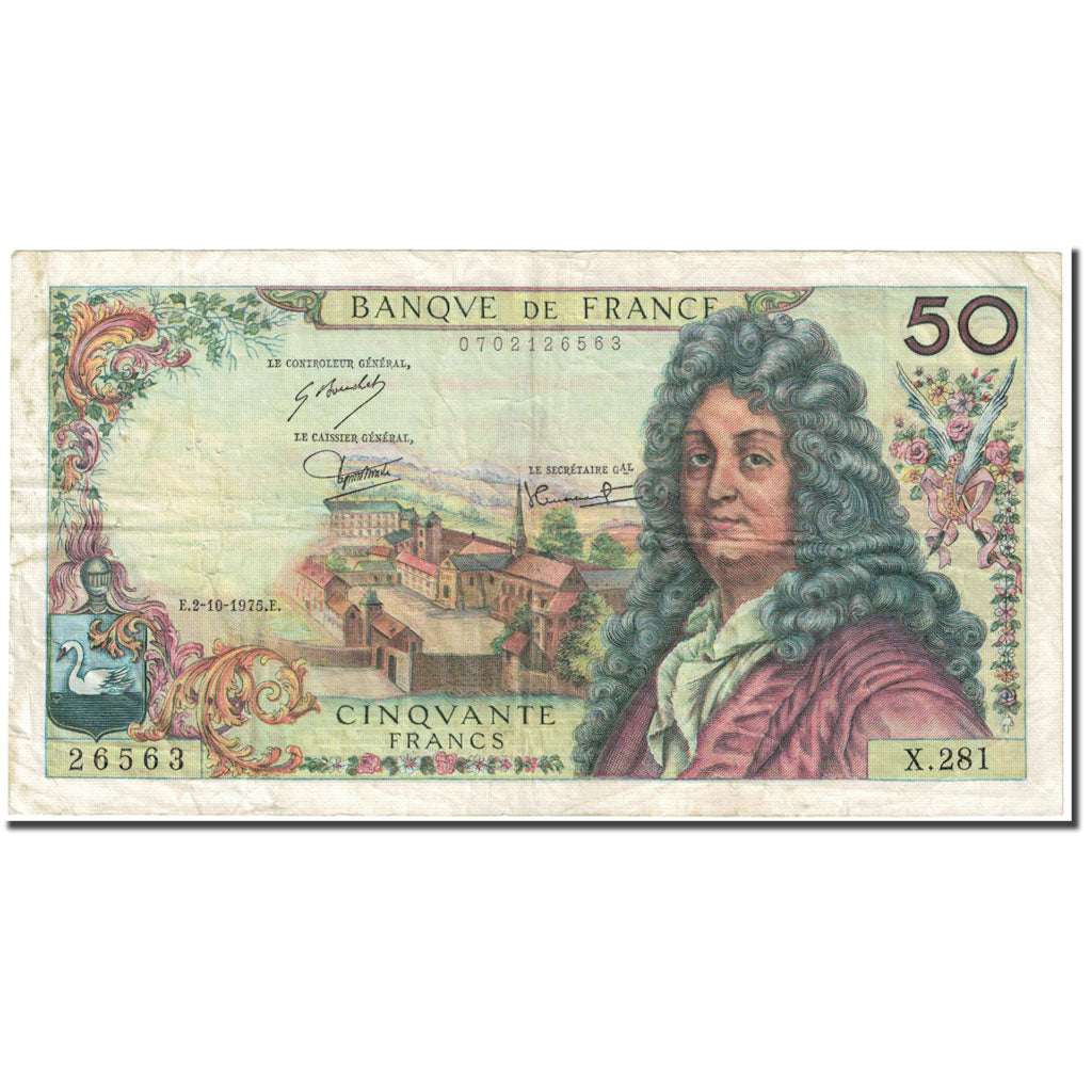 Francia, 50 Francs, Racine, 1975, 1975-10-02, MB, Fayette:64.31, KM:148e