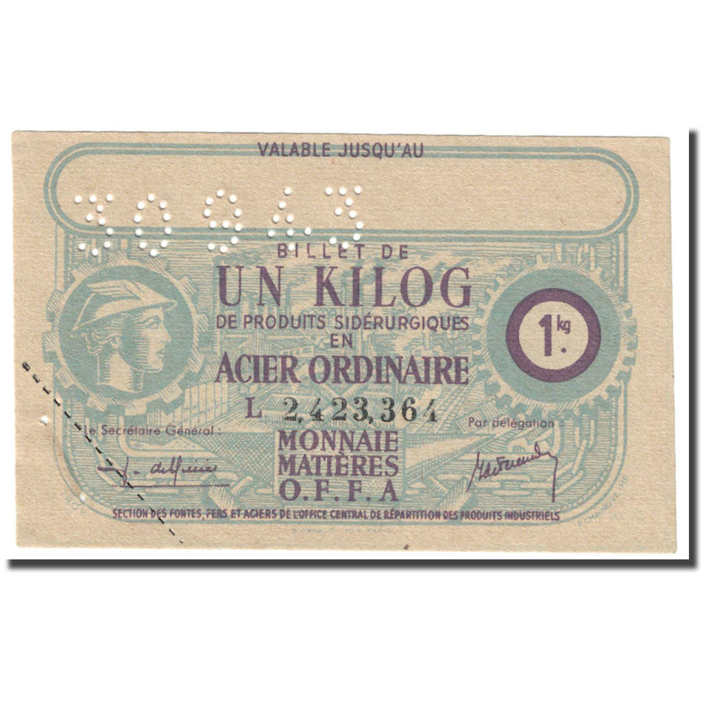 France, Acier Ordinaire, 1 Kilo, 1943, EF(40-45)