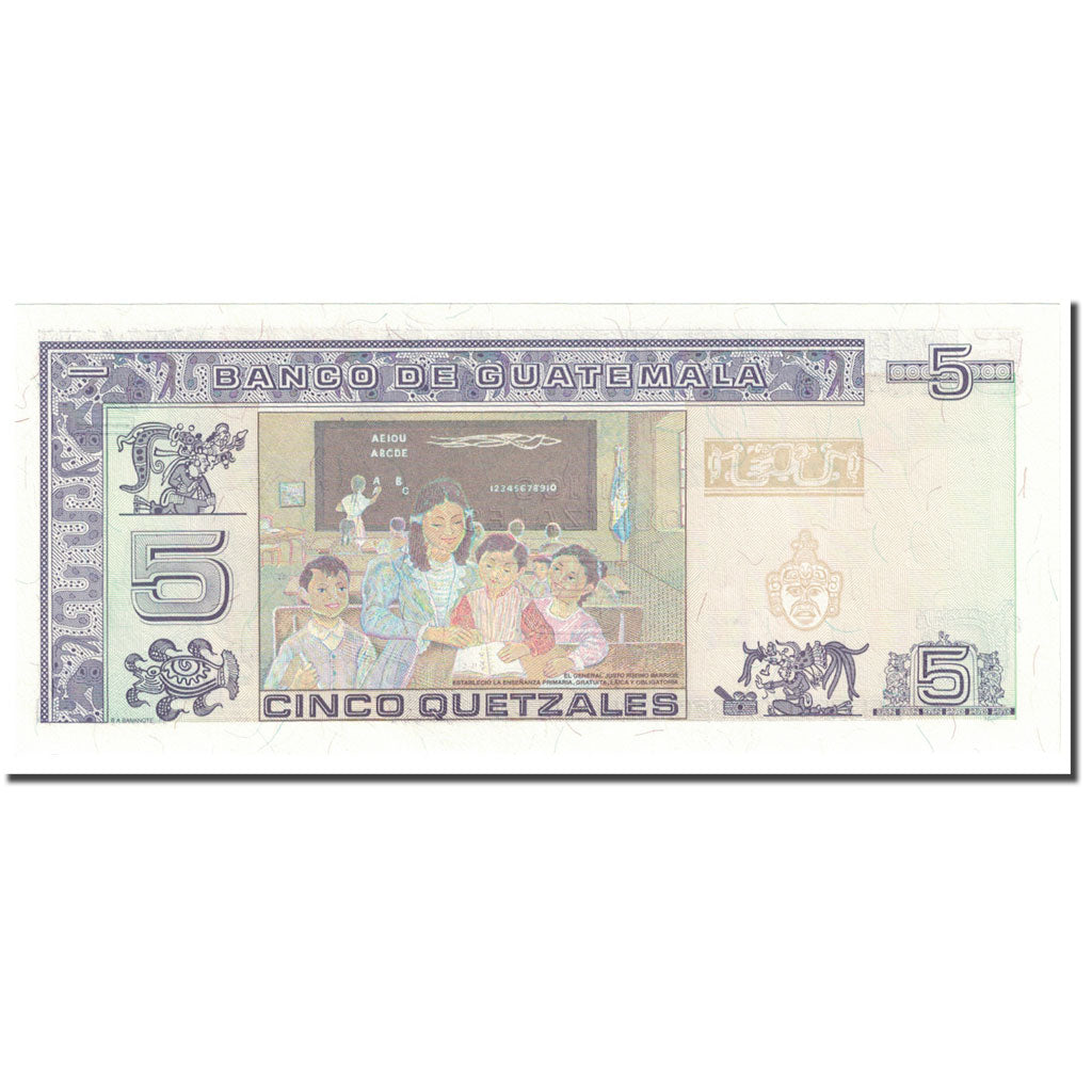 Billete, 5 Quetzales, 1998, Guatemala, 1998-07-29, KM:100, UNC