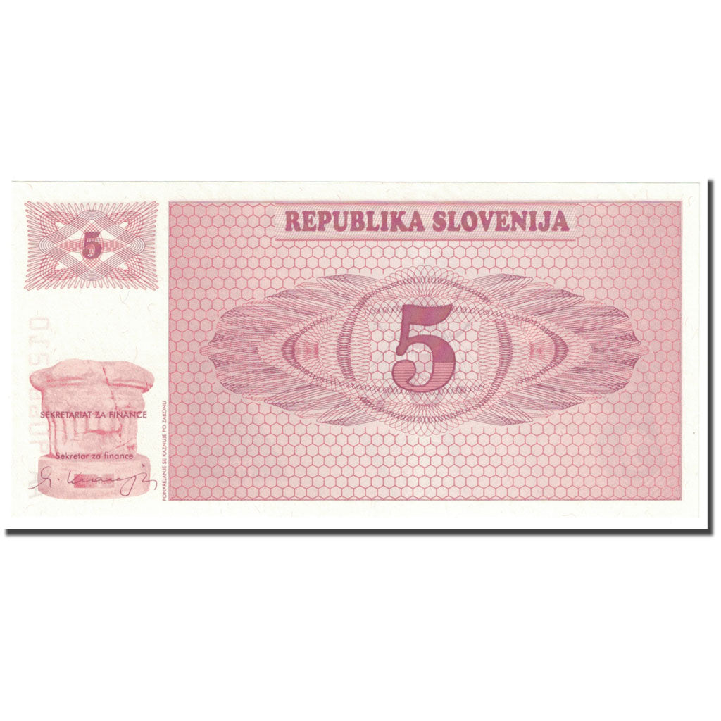 Billet, Slovénie, 5 (Tolarjev), 1990, UNdated (1990), KM:3a, NEUF