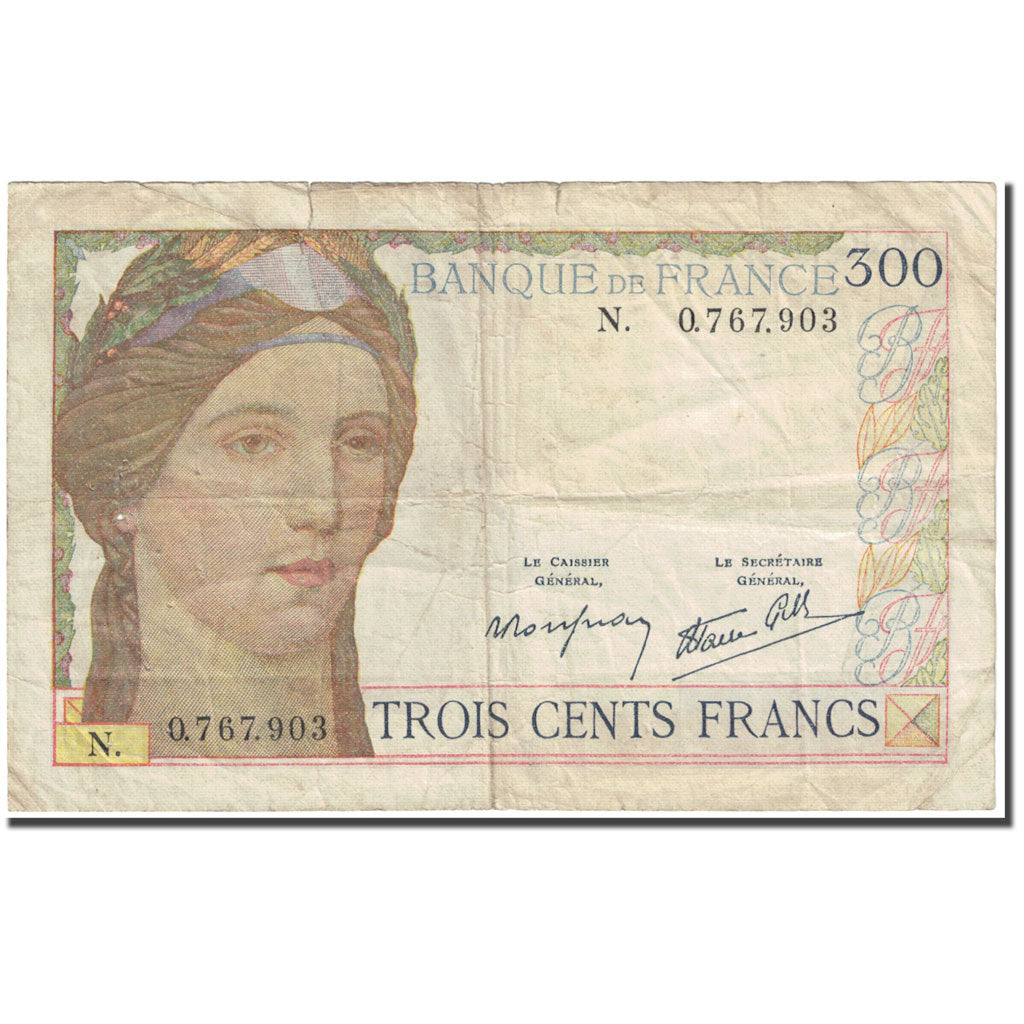 France, 300 Francs, Serveau, 1939, Undated (1939), VF(20-25), Fayette:29.3