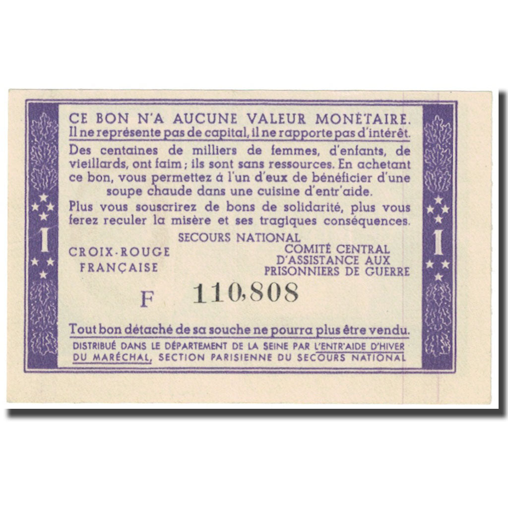 France, Bon de Solidarité, 1 Franc, 1940, UNC(65-70)