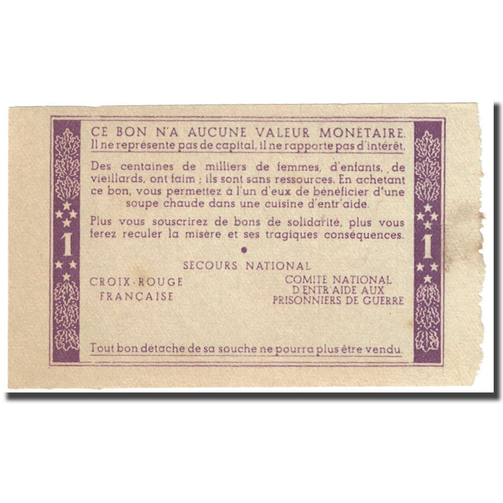 France, Bon de Solidarité, 1 Franc, 1940, EF(40-45)