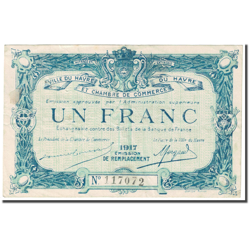 France, Le Havre, 1 Franc, 1917, VF(20-25), Pirot:68-18