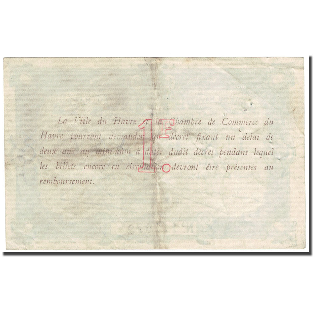 France, Le Havre, 1 Franc, 1917, VF(20-25), Pirot:68-18