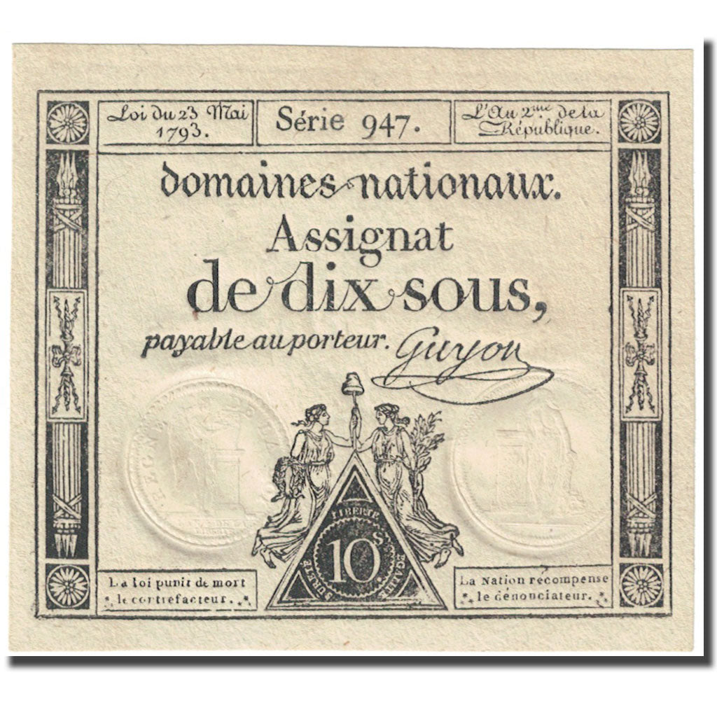Francia, 10 Sous, 1793, Guyon, L'an 2ème de la République - (23 mai 1793)