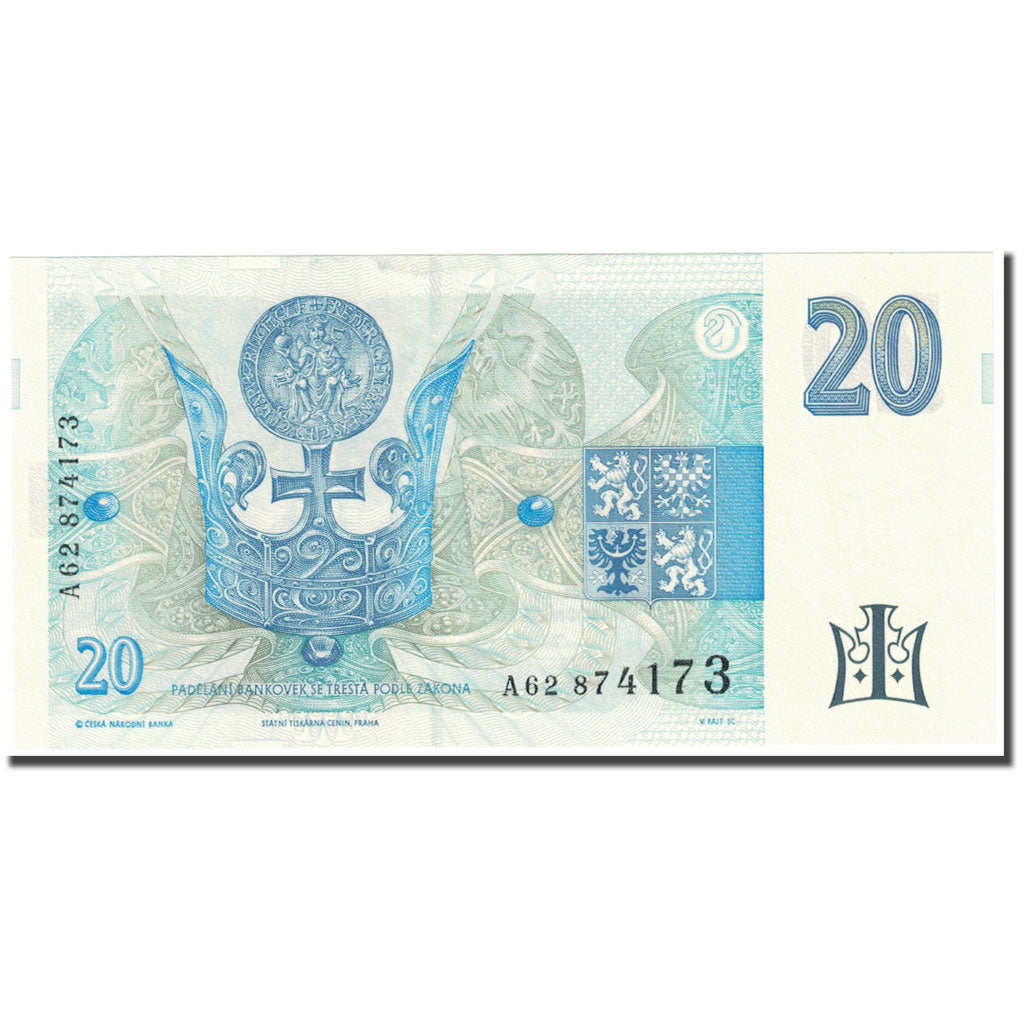 Banknote, Czech Republic, 20 Korun, 1994, Undated (1994), KM:10a, UNC(65-70)