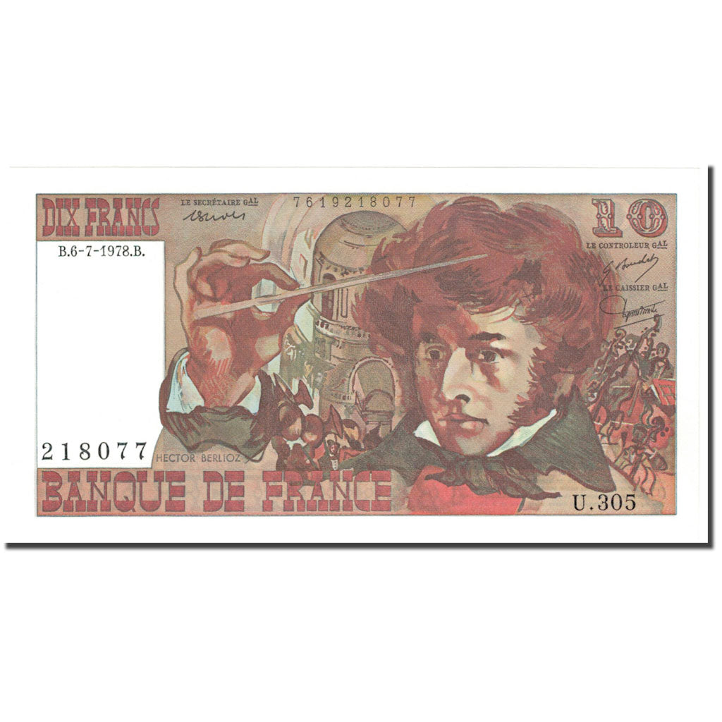 França, 10 Francs, Berlioz, 1978, 1978-07-06, UNC(65-70), Fayette:63.24