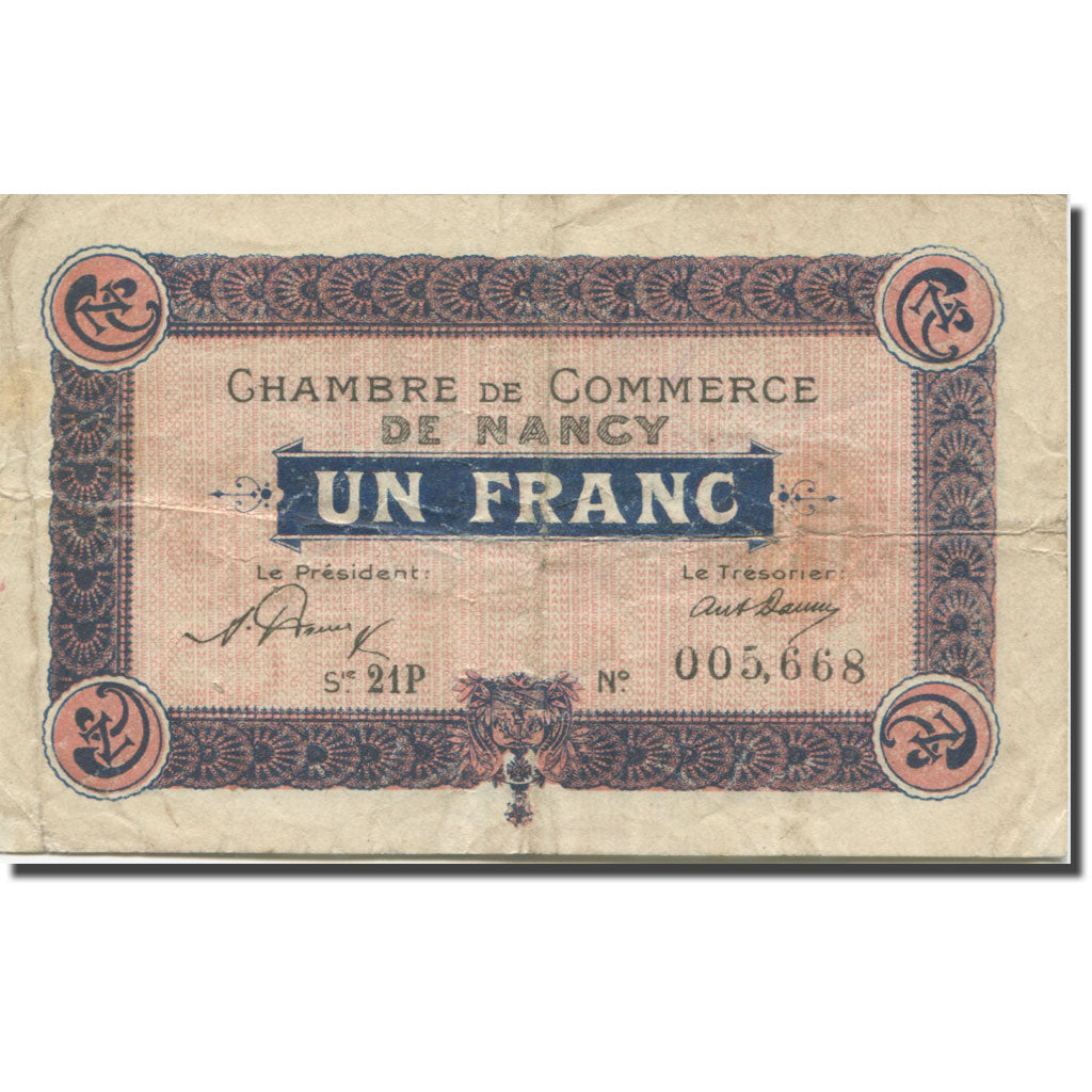 France, Nancy, 1 Franc, 1920, TB, Pirot:87-51
