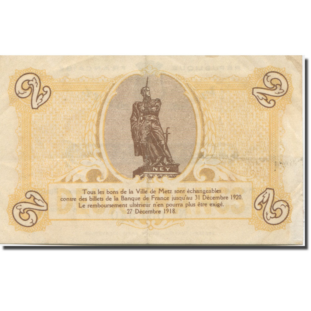 France, Metz, 2 Francs, 1918, EF(40-45), Pirot:131-6