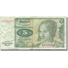 Banknote, GERMANY - FEDERAL REPUBLIC, 5 Deutsche Mark, 1960, 1960-01-02, KM:18a