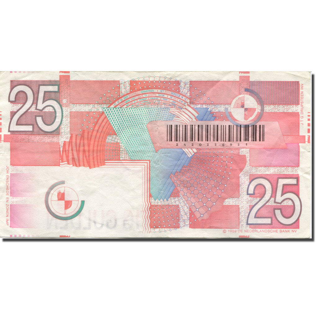 Banknote, Netherlands, 25 Gulden, 1989, 1989-04-05, KM:100, EF(40-45)