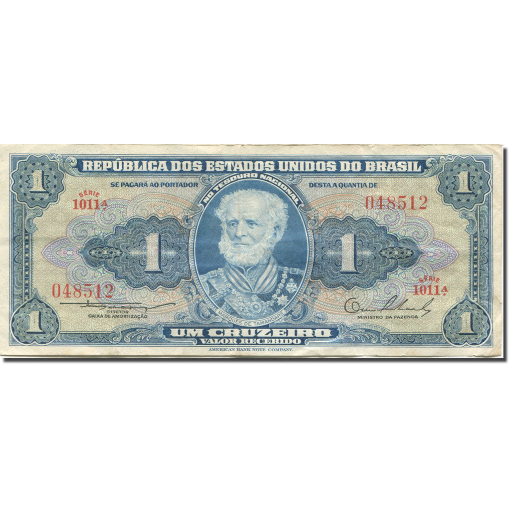 Banconote, Brasile, 1 Cruzeiro, 1954-1958, Undated (1954-58), KM:150a, MB