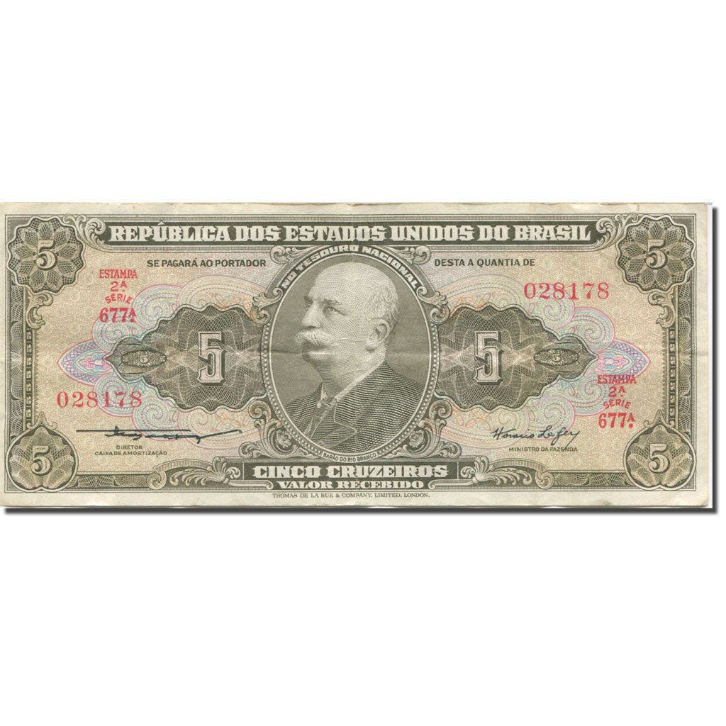 Banknote, Brazil, 5 Cruzeiros, 1953, Undated (1953), KM:158a, VF(20-25)