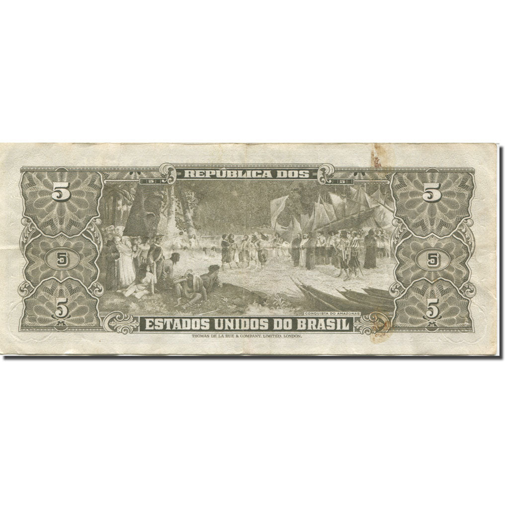 Banknote, Brazil, 5 Cruzeiros, 1953, Undated (1953), KM:158a, VF(20-25)