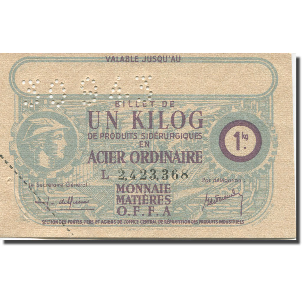 França, Acier Ordinaire, 1 Kilo, 1943, EF(40-45)