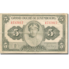 Banknot, Luksemburg, 5 Francs, 1944, Undated (1944), KM:43b, VF(20-25)
