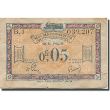 França, Régie des chemins de Fer, 5 Centimes, 1923, VF(20-25), Pirot:135-1