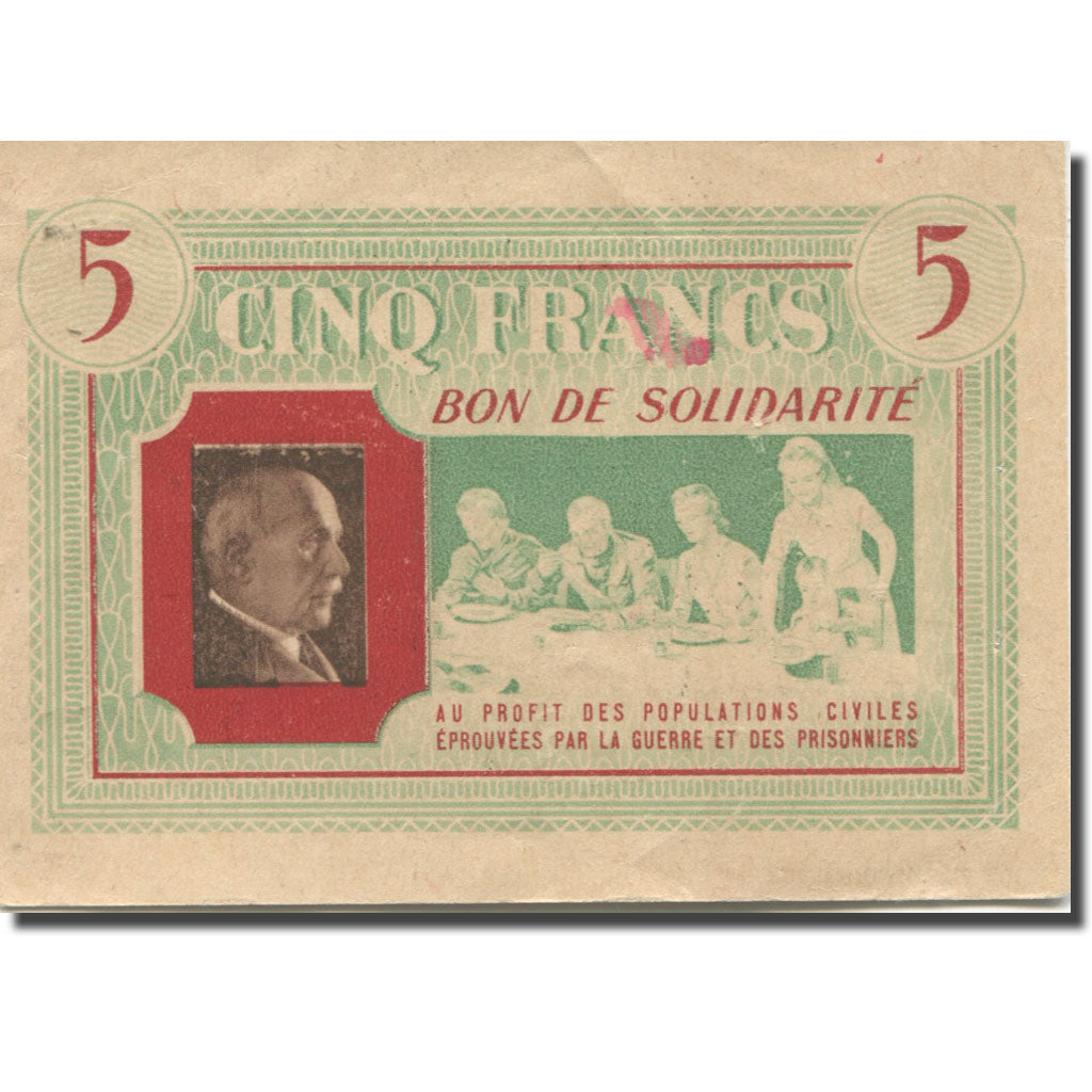France, Bon de Solidarité, 5 Francs, 1941, EF(40-45)