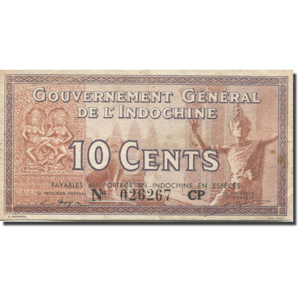 Banknote, FRENCH INDO-CHINA, 10 Cents, 1939, Undated (1939), KM:85d, EF(40-45)