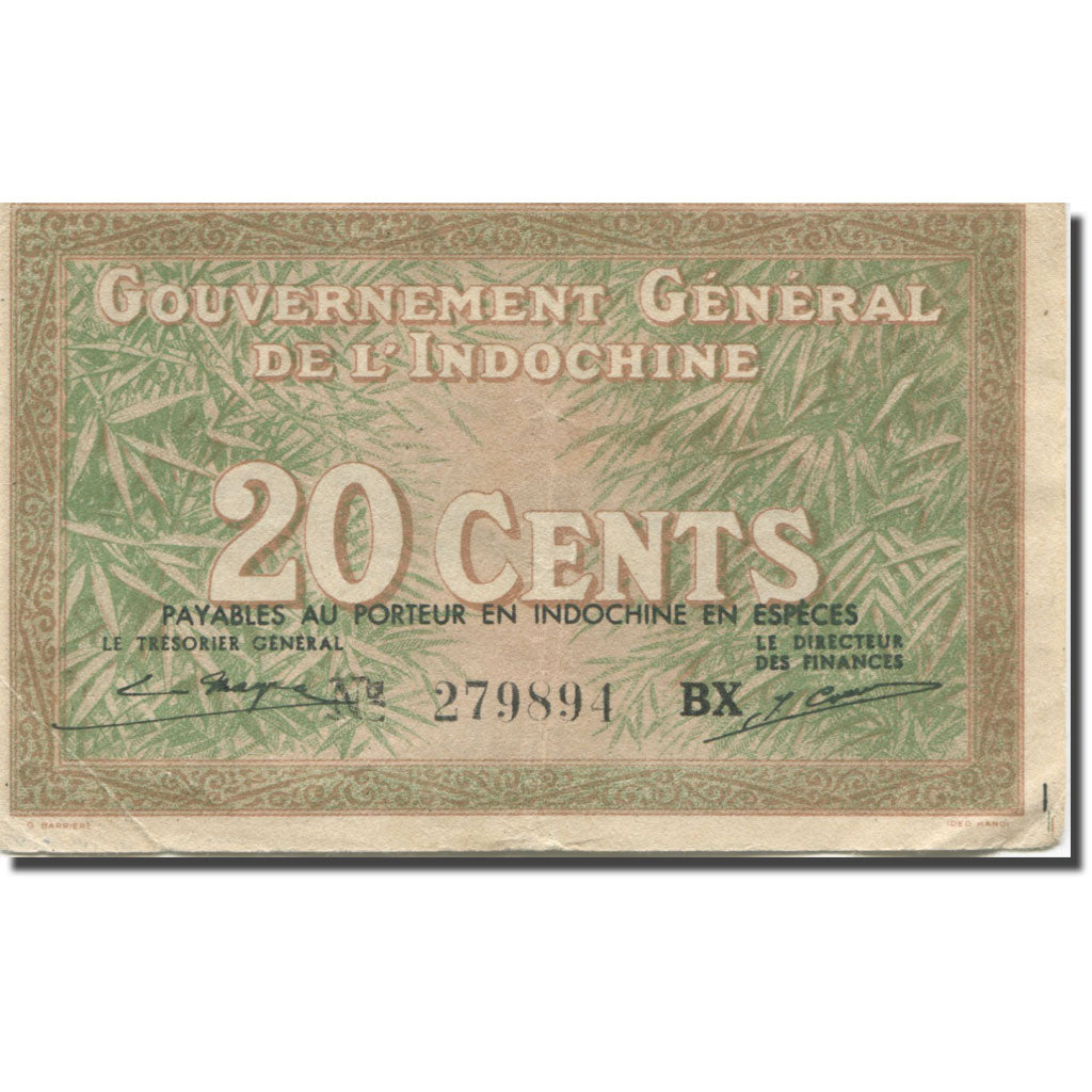 Banconote, INDOCINA FRANCESE, 20 Cents, 1939, Undated (1939), KM:86d, BB