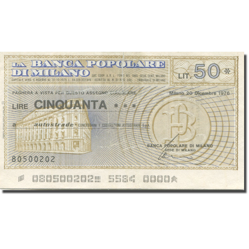 Nota, Itália, 50 Lire, 1976, 1976-12-20, Milano, VF(20-25)