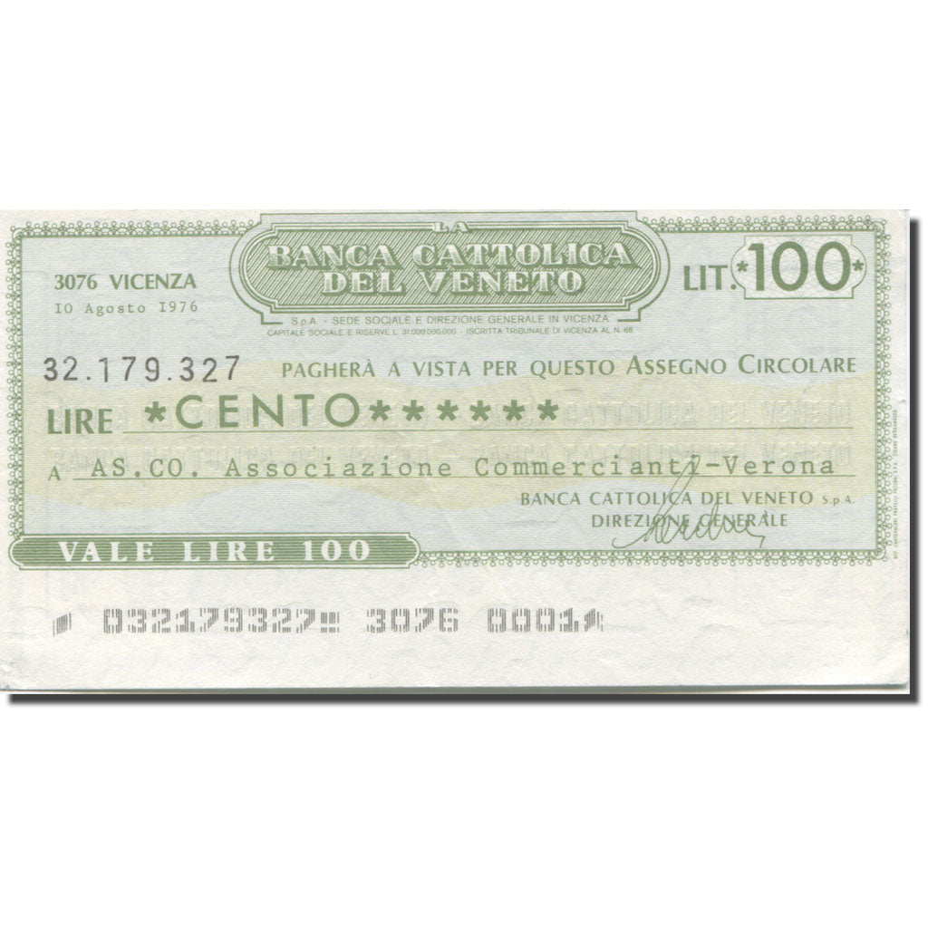 Banknote, Italy, 100 Lire, 1976, 1976-08-10, Verona, AU(55-58)