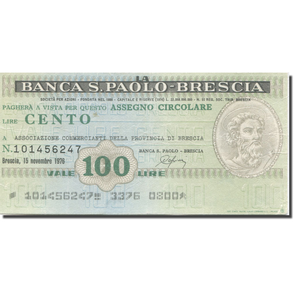 Billete, 100 Lire, 1976, Italia, 1976-11-15, Brescia, RC