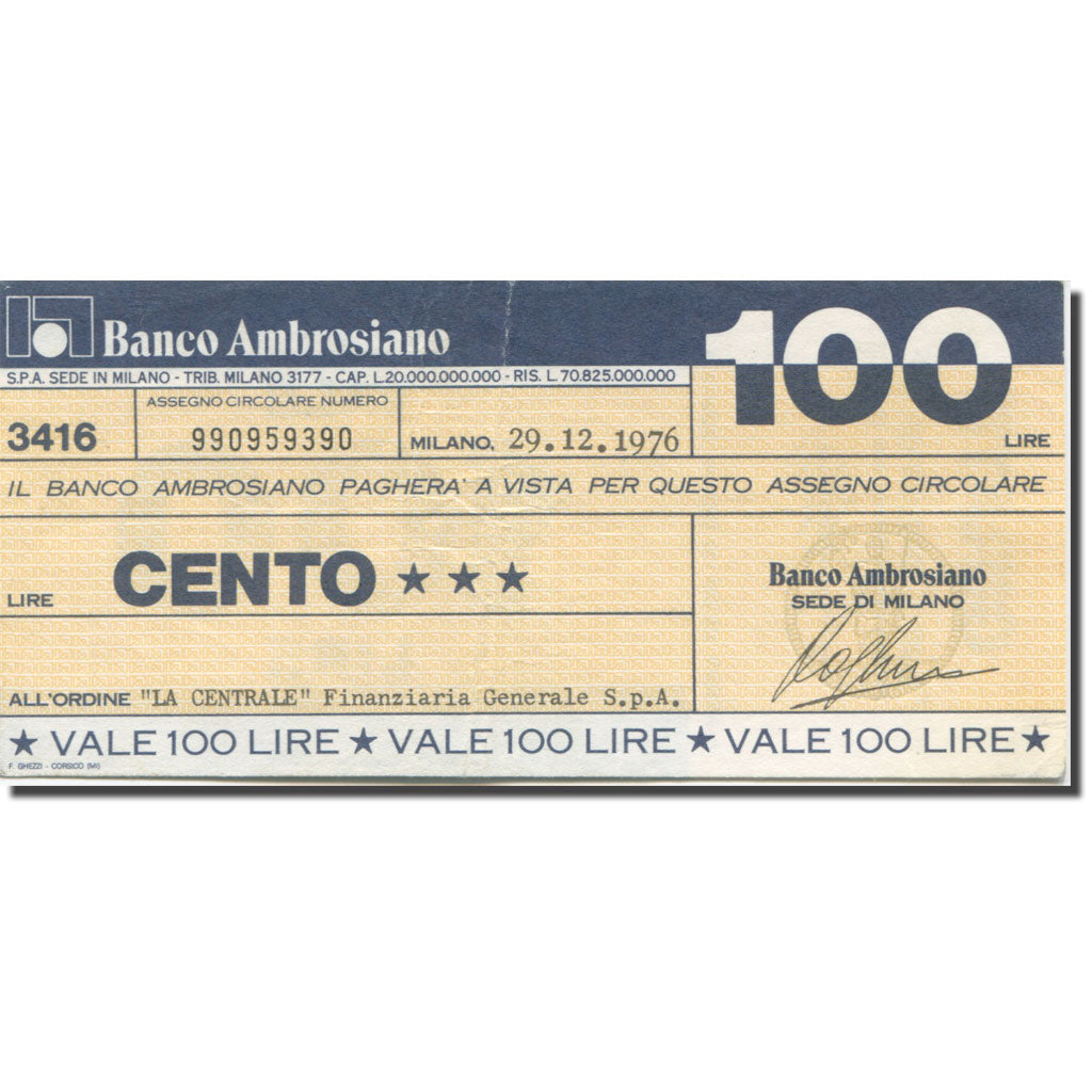 Banknote, Italy, 100 Lire, 1976, 1976-12-29, Milano, VF(20-25)