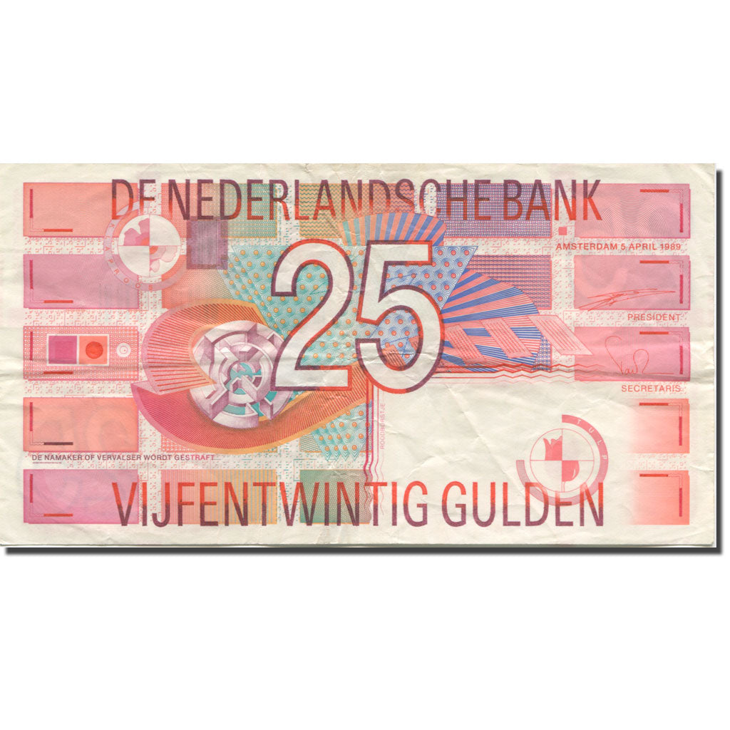 Banknote, Netherlands, 25 Gulden, 1989, 1989-04-05, KM:100, VF(30-35)