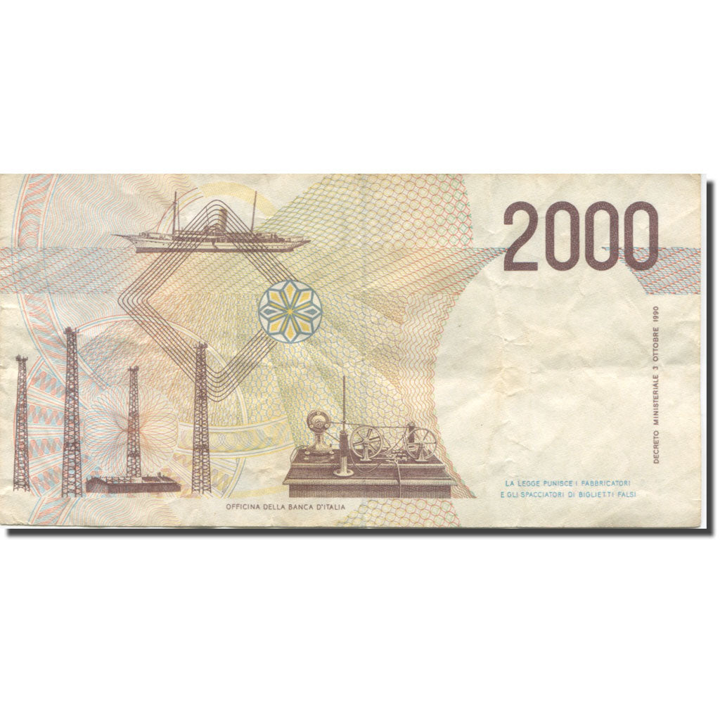Banconote, Italia, 2000 Lire, 1990-1992, Undated (1990-92), KM:115, MB