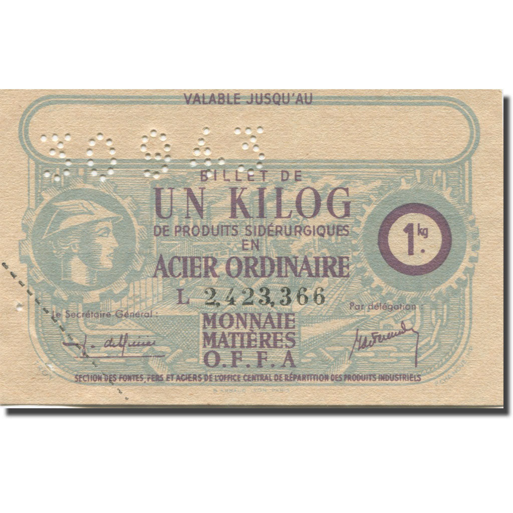 France, Acier Ordinaire, 1 Kilo, 1943, EF(40-45)