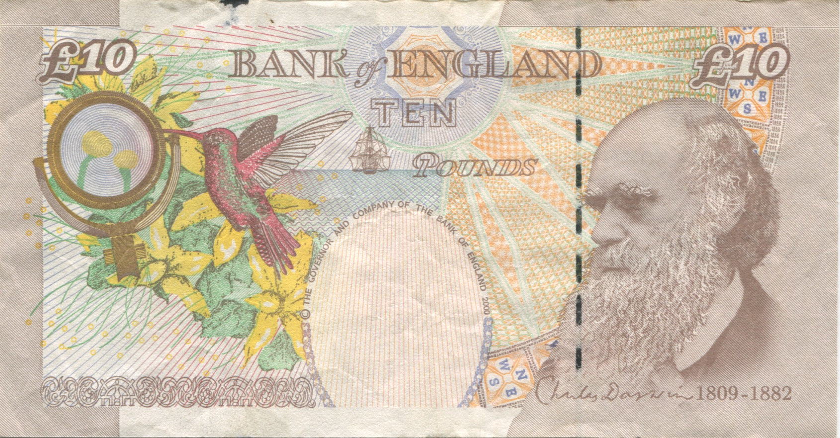 Banknote, Great Britain, 10 Pounds, 2002-2003, Undated (2002-03), KM:389b