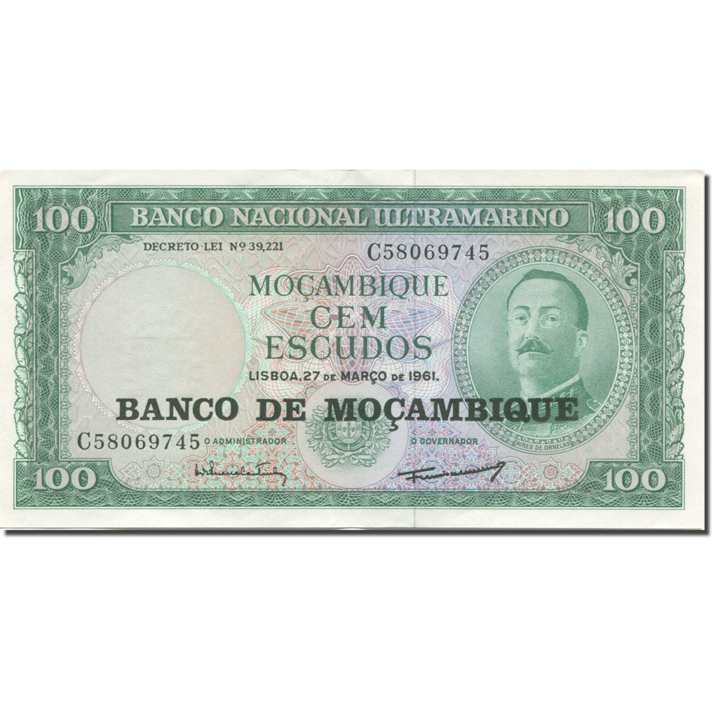 Banknot, Mozambik, 100 Escudos, 1976, 1976 - (old date 27.3.1961), KM:117a