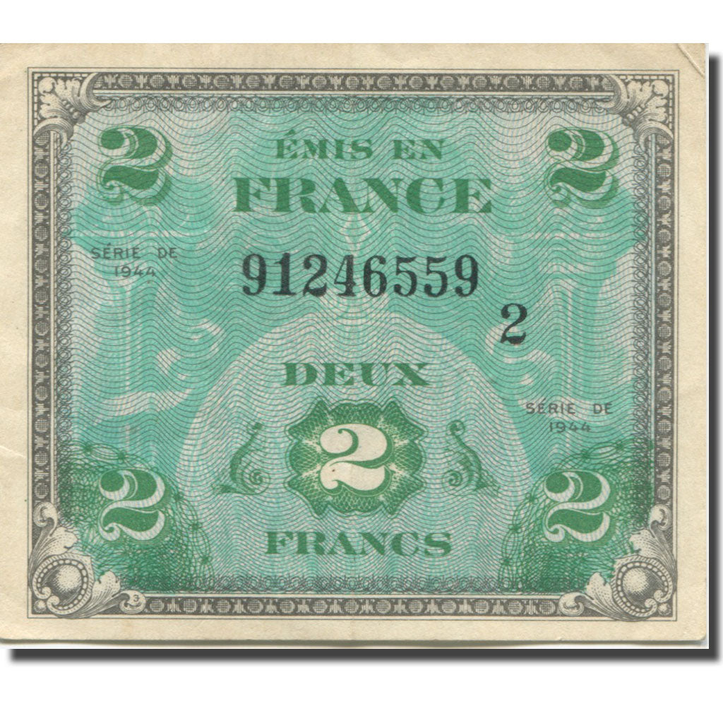 France, 2 Francs, Flag/France, 1944, SERIE DE 1944, EF(40-45), Fayette:VF16.2