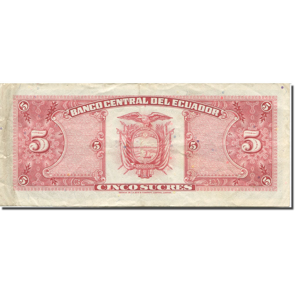 Banknot, Ekwador, 5 Sucres, 1988, 1988-11-22, KM:113d, EF(40-45)