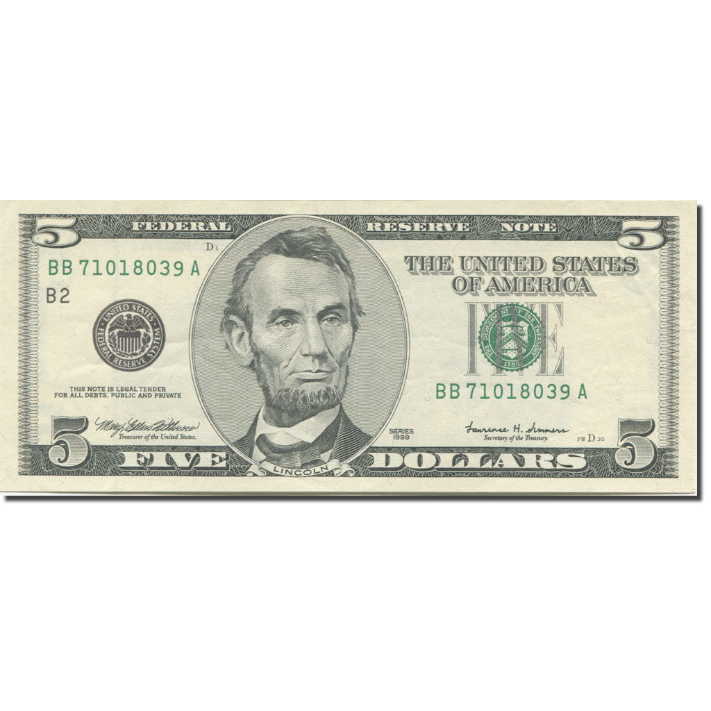 Banknote, United States, Five Dollars, 1999, Undated (1999), KM:4519, UNC(63)