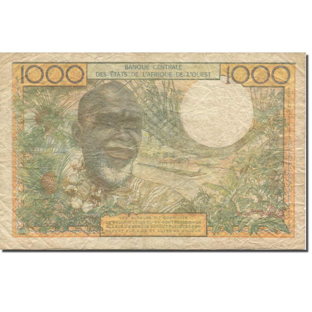 Banknote, West African States, 1000 Francs, 1965, Undated (1965), KM:103Aj