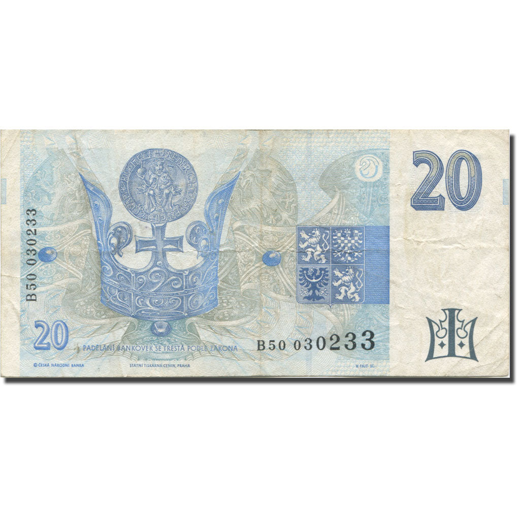 Banknote, Czech Republic, 20 Korun, 1995, 1995 (Old Date : 1994), KM:10b