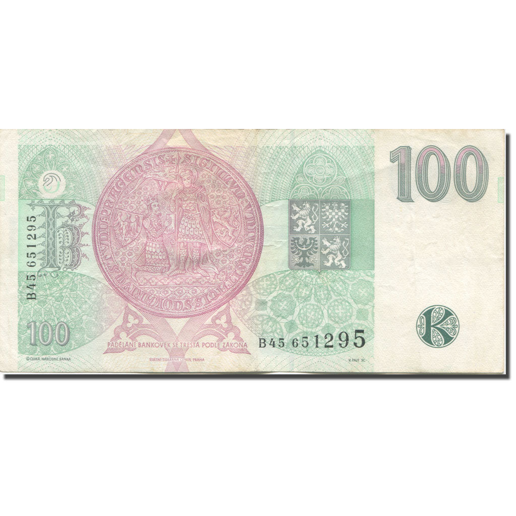 Banknote, Czech Republic, 100 Korun, 1995, Undated (1995), KM:12, EF(40-45)