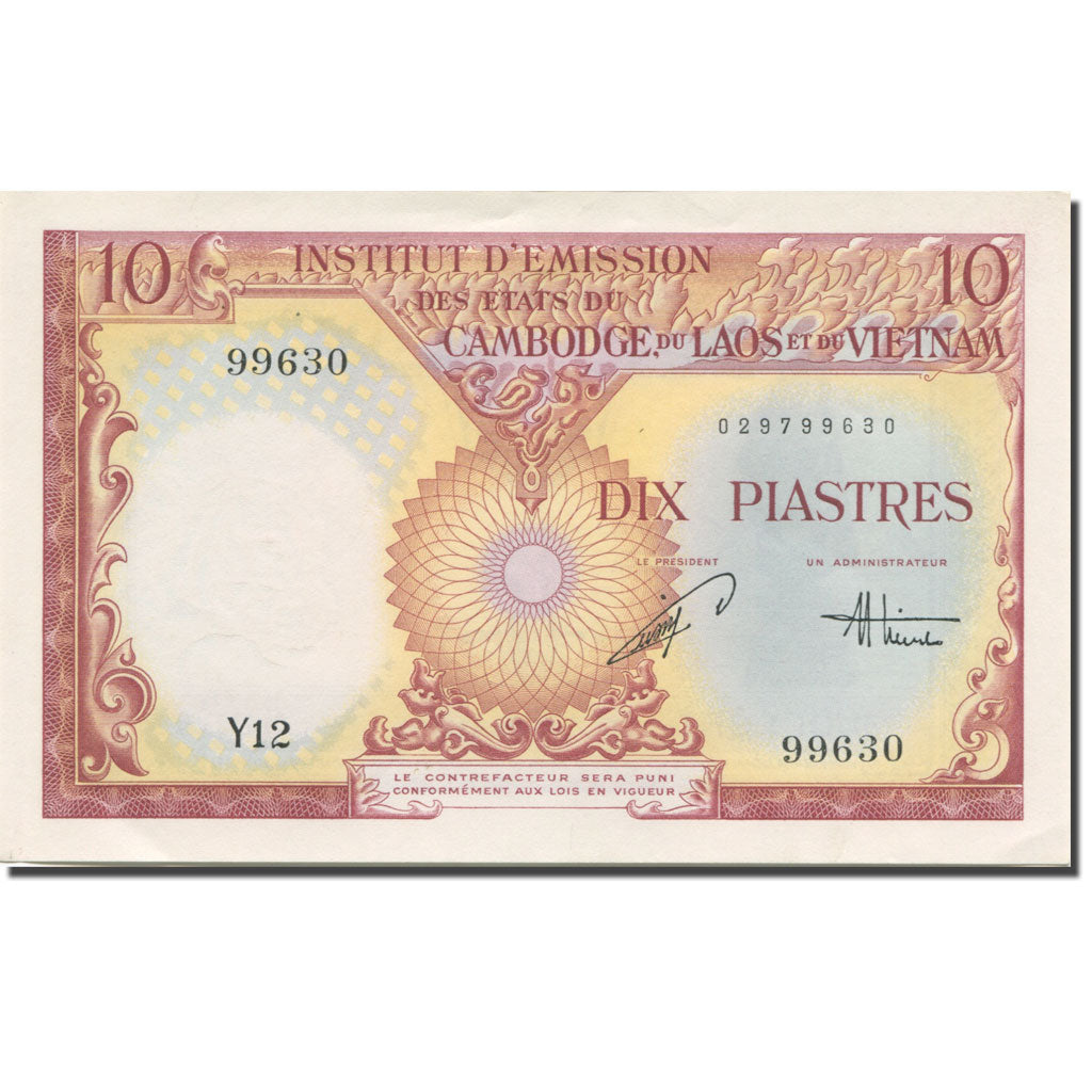 Banknote, FRENCH INDO-CHINA, 10 Piastres = 10 Dong, 1953, Undated (1953)
