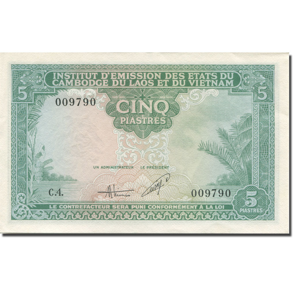 Billet, FRENCH INDO-CHINA, 5 Piastres = 5 Dong, 1953, Undated (1953), KM:106