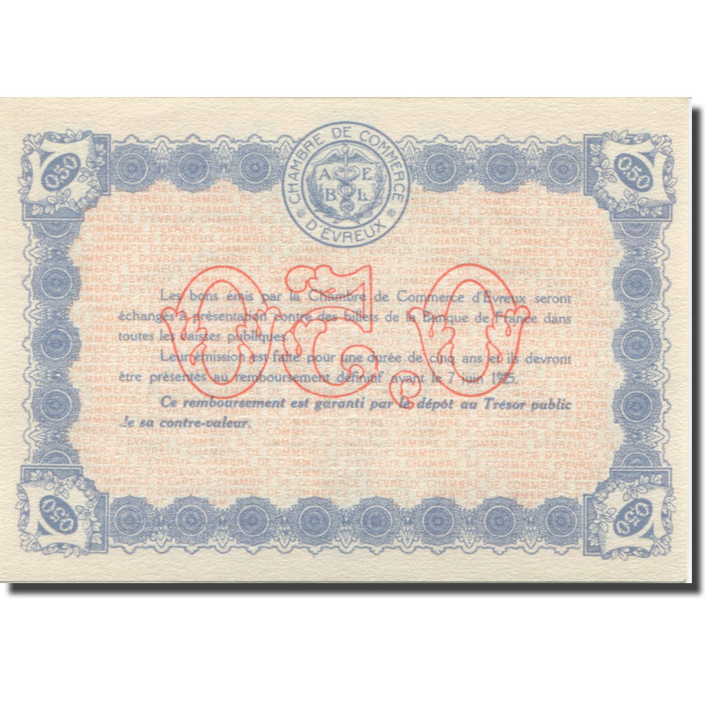 France, Evreux, 50 Centimes, 1920, UNC(65-70), Pirot:57-10